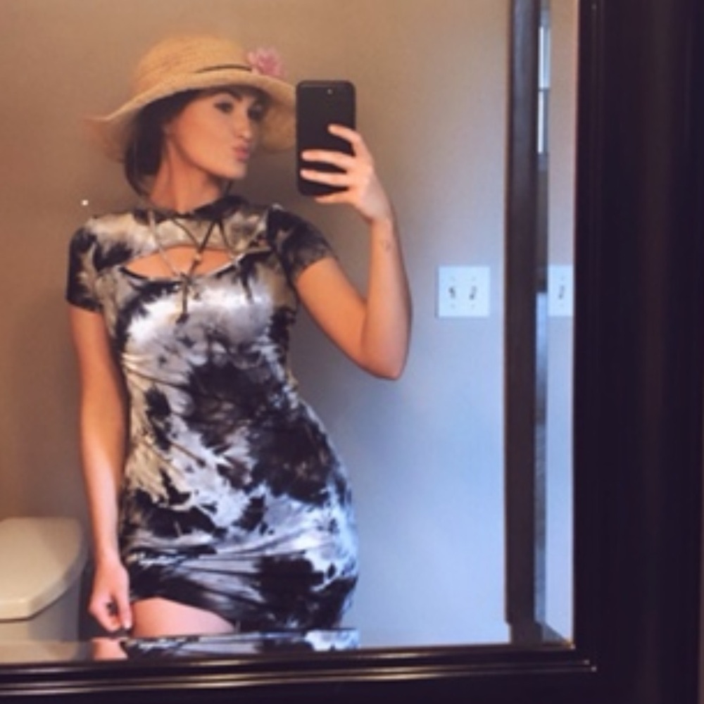 Tie Dye Hooded Blue Dress